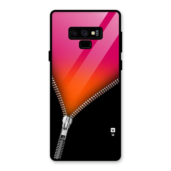 Zipper Print Glass Back Case for Galaxy Note 9