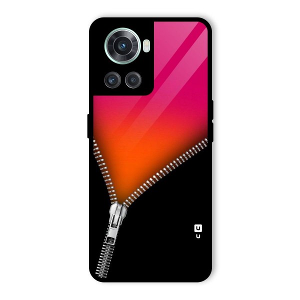 Zipper Print Glass Back Case for OnePlus 10R
