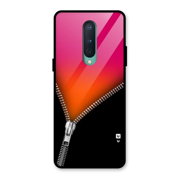 Zipper Print Glass Back Case for OnePlus 8