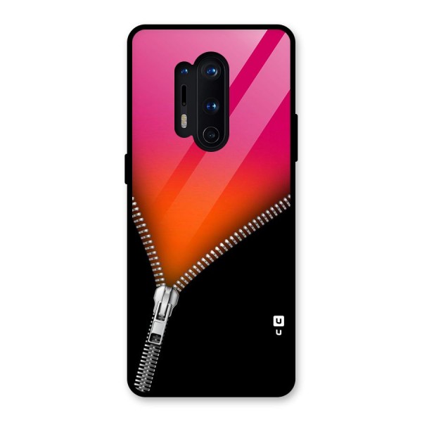 Zipper Print Glass Back Case for OnePlus 8 Pro