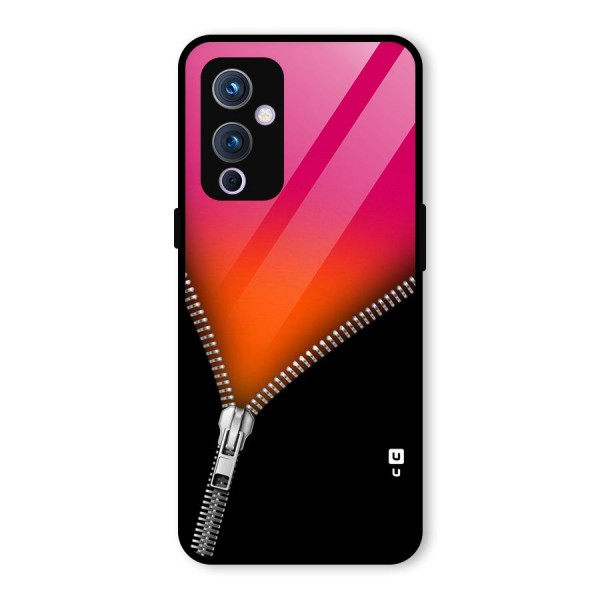 Zipper Print Glass Back Case for OnePlus 9