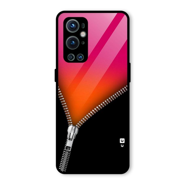 Zipper Print Glass Back Case for OnePlus 9 Pro