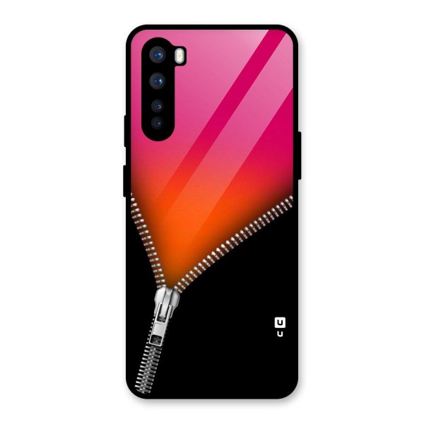 Zipper Print Glass Back Case for OnePlus Nord