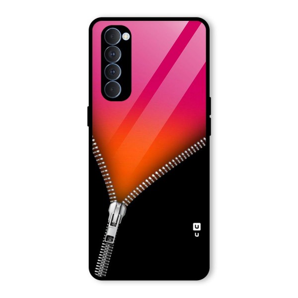 Zipper Print Glass Back Case for Oppo Reno4 Pro