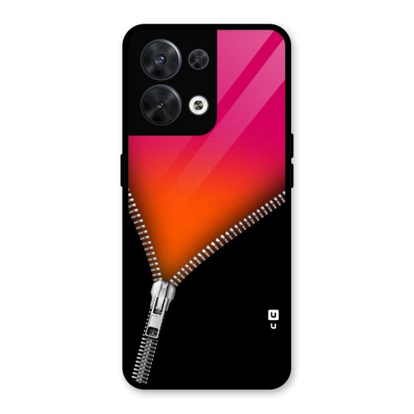 Zipper Print Glass Back Case for Oppo Reno8 5G