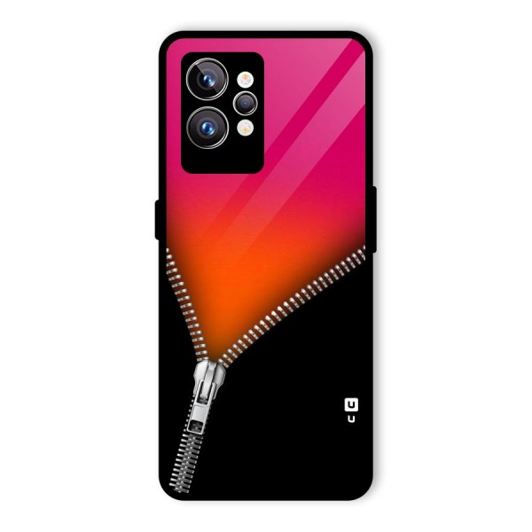 Zipper Print Glass Back Case for Realme GT2 Pro