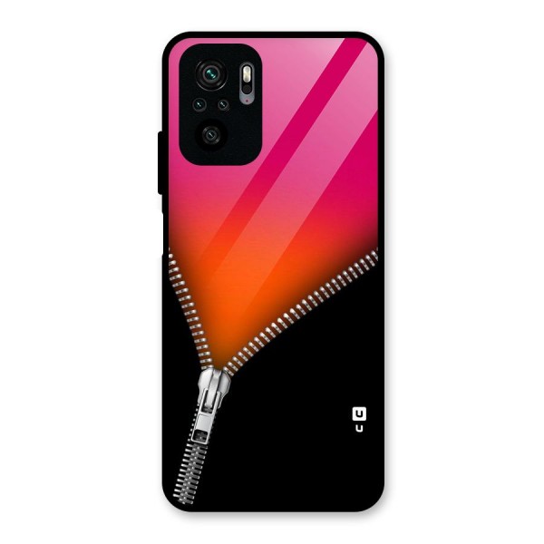 Zipper Print Glass Back Case for Redmi Note 10