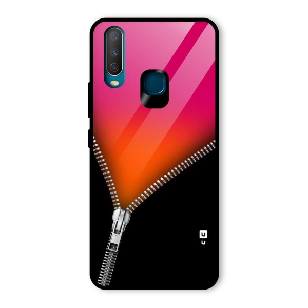 Zipper Print Glass Back Case for Vivo Y12