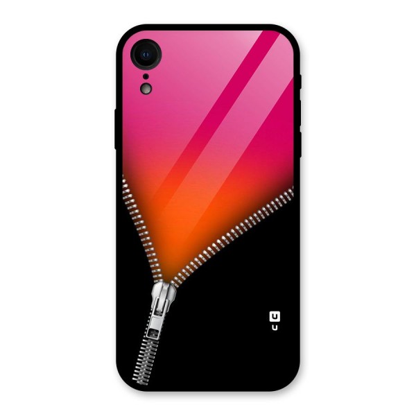 Zipper Print Glass Back Case for XR