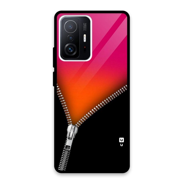 Zipper Print Glass Back Case for Xiaomi 11T Pro