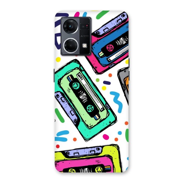 Cassette Pattern Glass Back Case for Oppo F21 Pro 5G