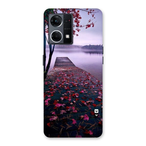 Cherry Blossom Dock Glass Back Case for Oppo F21 Pro 5G