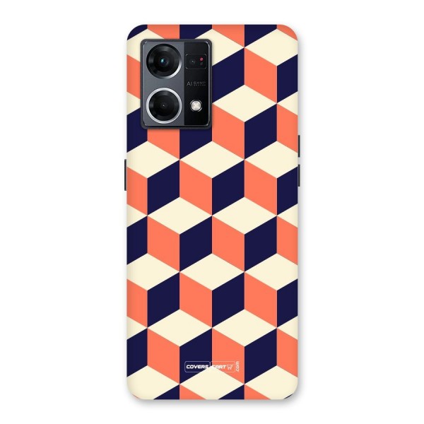 Cube Pattern Glass Back Case for Oppo F21 Pro 5G