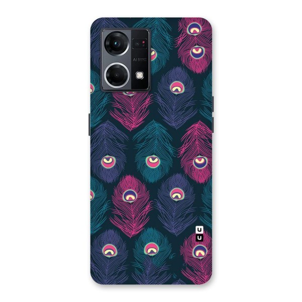 Feathers Patterns Glass Back Case for Oppo F21 Pro 5G