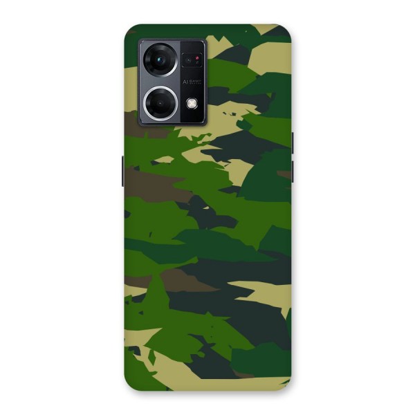 Green Camouflage Army Glass Back Case for Oppo F21 Pro 5G