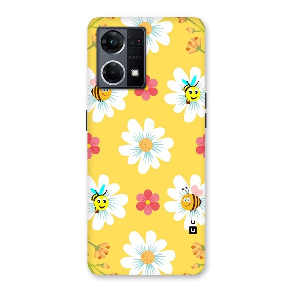 Happy Flowers Glass Back Case for Oppo F21 Pro 5G