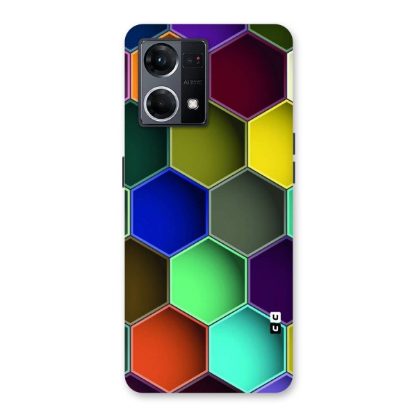 Hexagonal Palette Glass Back Case for Oppo F21 Pro 5G