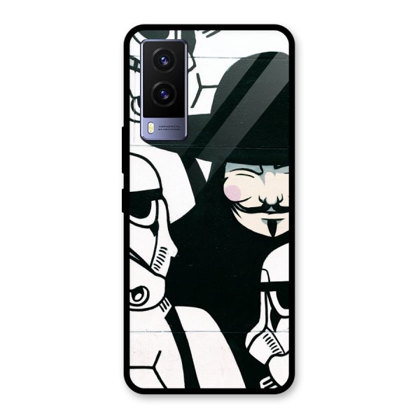 Anonymous Hat Glass Back Case for Vivo V21e 5G