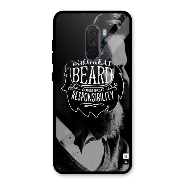 Beard Responsibility Quote Glass Back Case for Poco F1