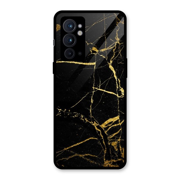 Black And Gold Design Glass Back Case for OnePlus 9RT 5G