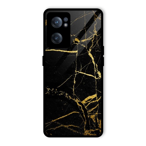 Black And Gold Design Glass Back Case for OnePlus Nord CE 2 5G