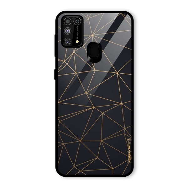 Black Golden Lines Glass Back Case for Galaxy M31