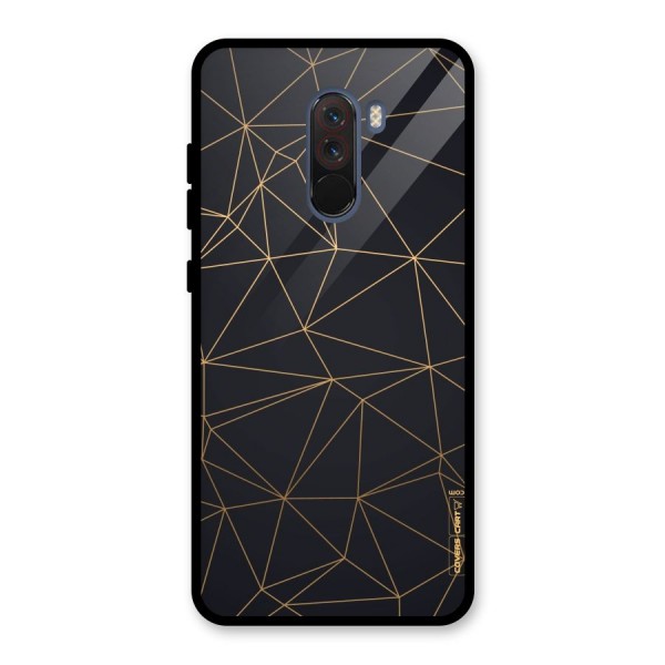 Black Golden Lines Glass Back Case for Poco F1