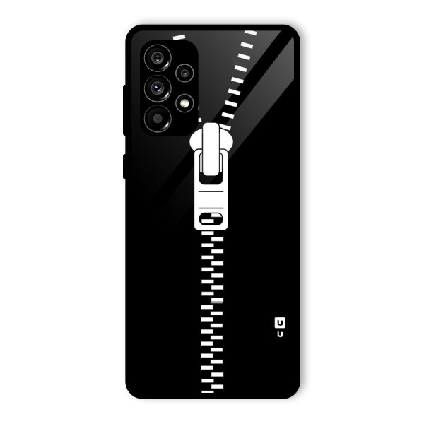 Black Zipper Glass Back Case for Galaxy A73 5G