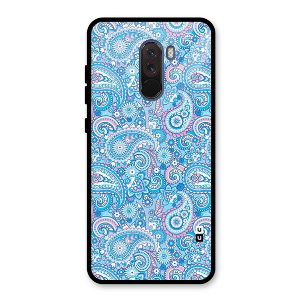 Blue Block Pattern Glass Back Case for Poco F1