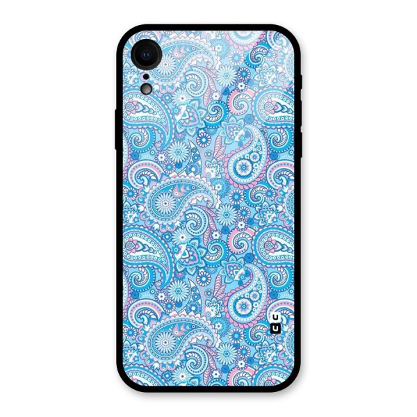 Blue Block Pattern Glass Back Case for XR