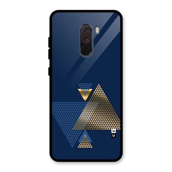 Blue Gold Triangles Glass Back Case for Poco F1