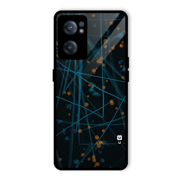 Blue Lines Gold Dots Glass Back Case for OnePlus Nord CE 2 5G