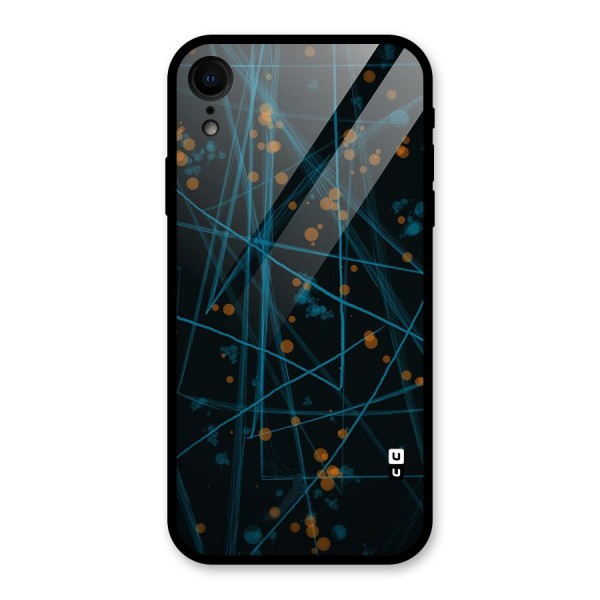 Blue Lines Gold Dots Glass Back Case for XR