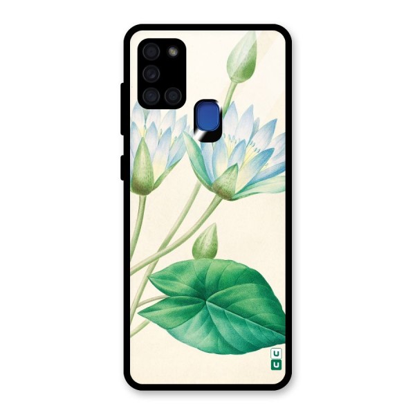 Blue Lotus Glass Back Case for Galaxy A21s