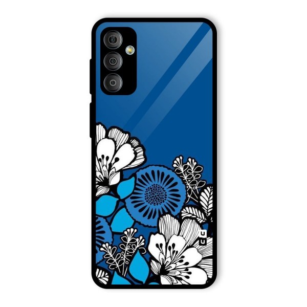 Blue White Flowers Glass Back Case for Galaxy F23