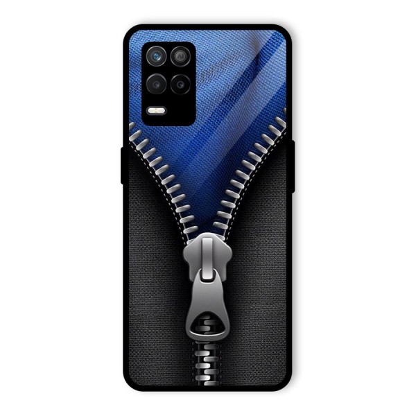 Blue Zipper Glass Back Case for Realme 9 5G