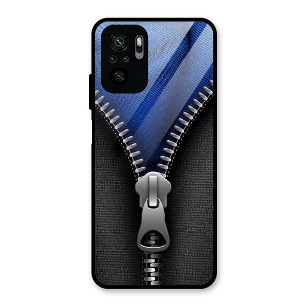 Blue Zipper Glass Back Case for Redmi Note 10