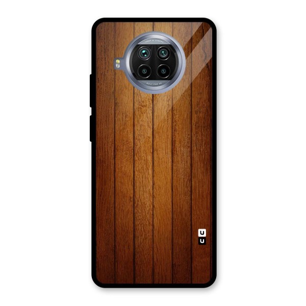 Brown Wood Design Glass Back Case for Mi 10i