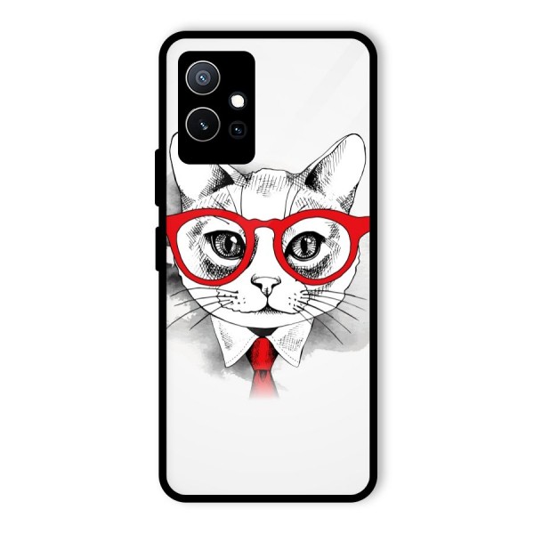 Business Cat Glass Back Case for Vivo iQOO Z6