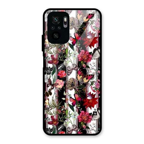 Butterfly Flowers Glass Back Case for Redmi Note 10