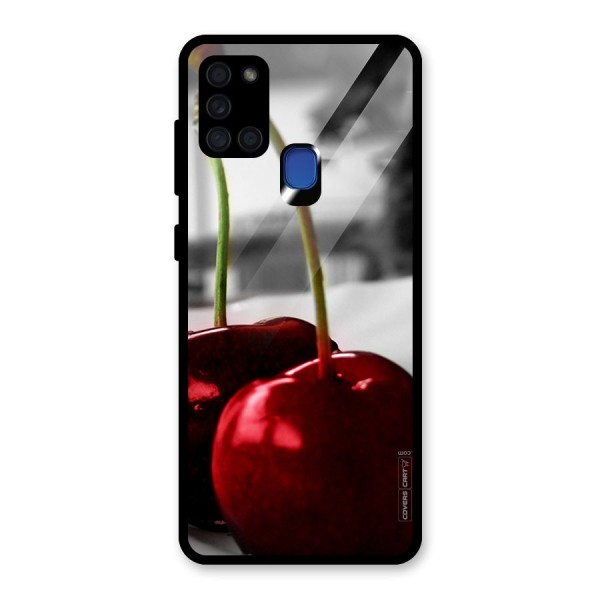 Cherry Photography Glass Back Case for Galaxy A21s