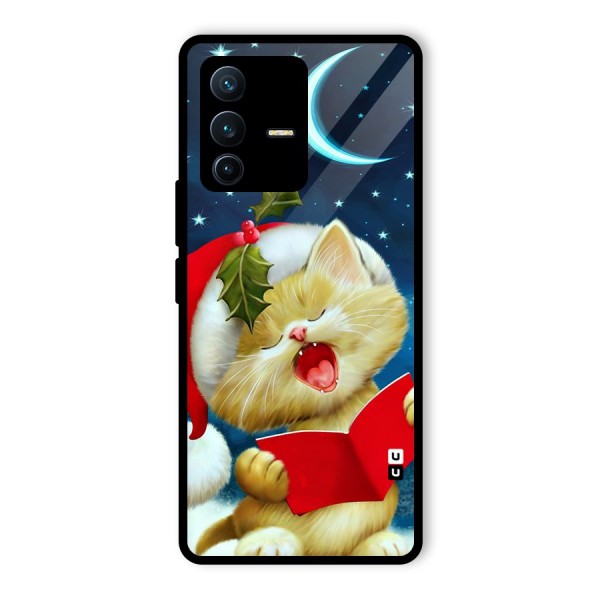 Christmas Cat Glass Back Case for Vivo V23 Pro