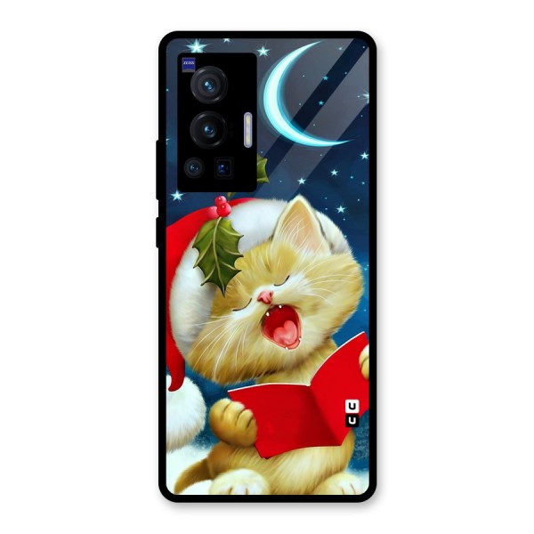 Christmas Cat Glass Back Case for Vivo X70 Pro