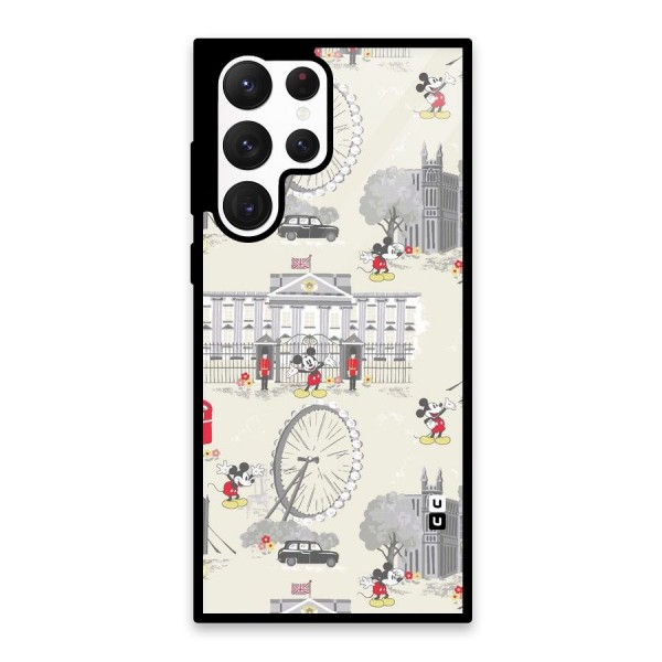 City Tour Pattern Glass Back Case for Galaxy S22 Ultra 5G