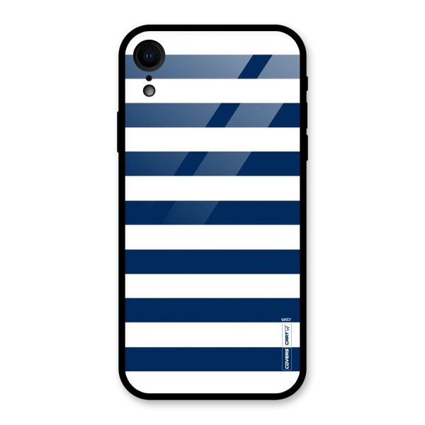 Classic Blue White Stripes Glass Back Case for XR