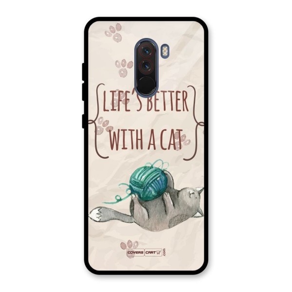 Cute Cat Glass Back Case for Poco F1