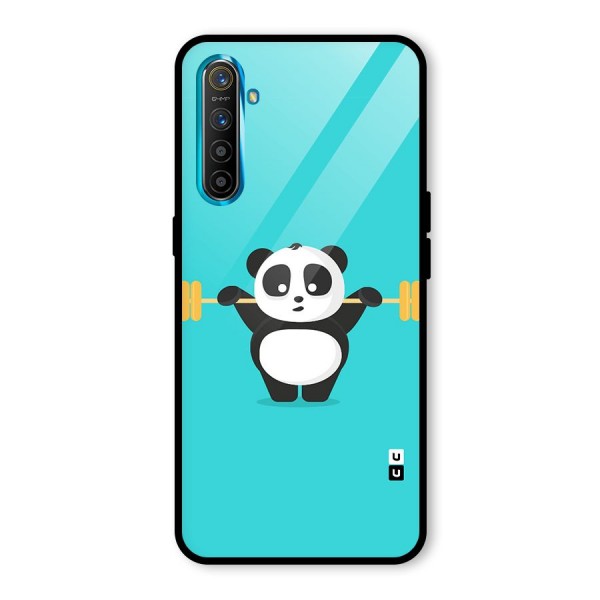 Cute Weightlifting Panda Glass Back Case for Realme XT