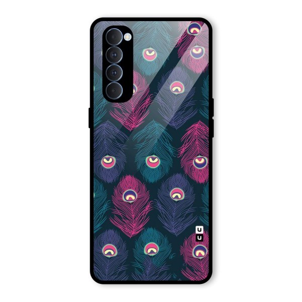 Feathers Patterns Glass Back Case for Oppo Reno4 Pro