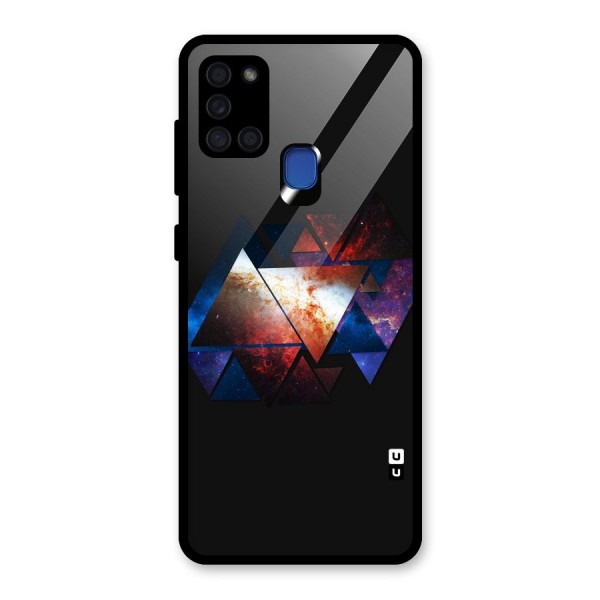 Fire Galaxy Triangles Glass Back Case for Galaxy A21s