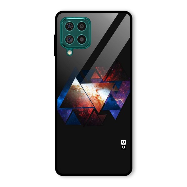 Fire Galaxy Triangles Glass Back Case for Galaxy F62